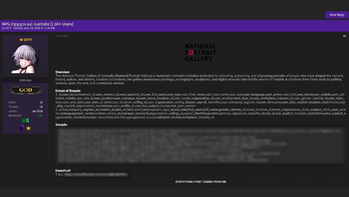 Exclusive: National Portrait Gallery of Australia investigating data breach claims