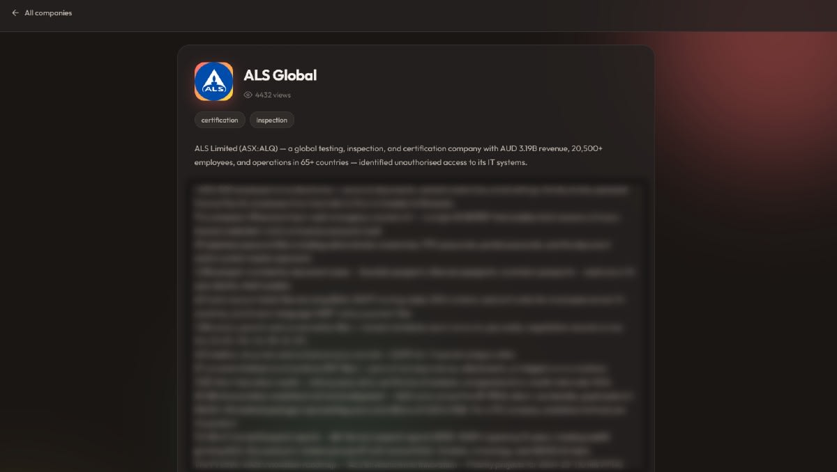 Exclusive: Data belonging to Aussie testing firm ALS Global makes its way to the dark web following May incident disclosure