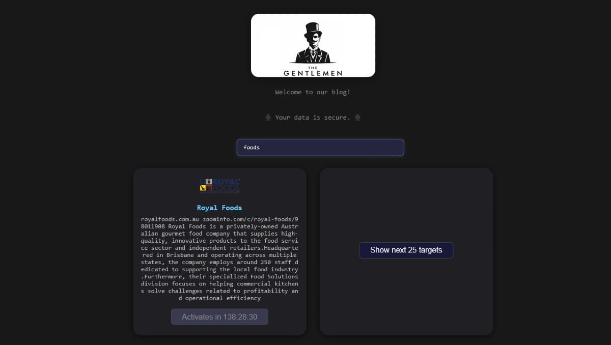 Hacked! Royal Foods confirms cyber incident following The Gentlemen ransomware claims