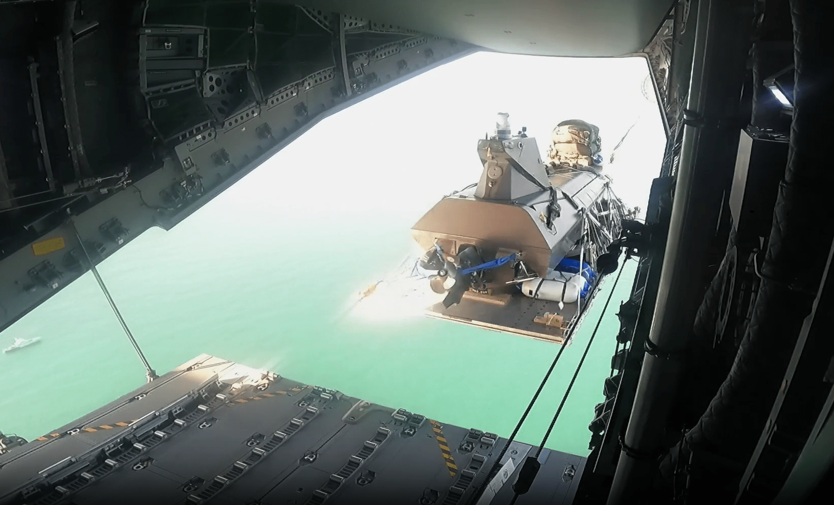 Royal Navy completes first extracted-load airdrop of uncrewed surface vessel from A400M transport