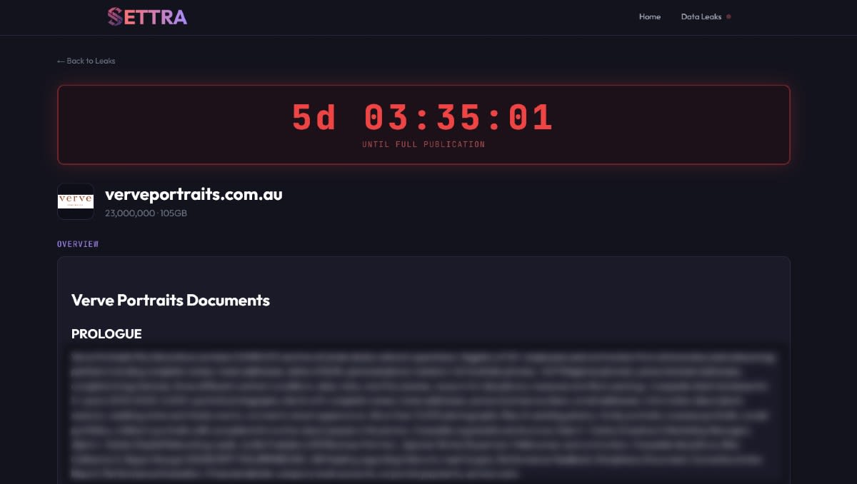 Exclusive: Verve Portraits data allegedly compromised by Settra ransomware attack