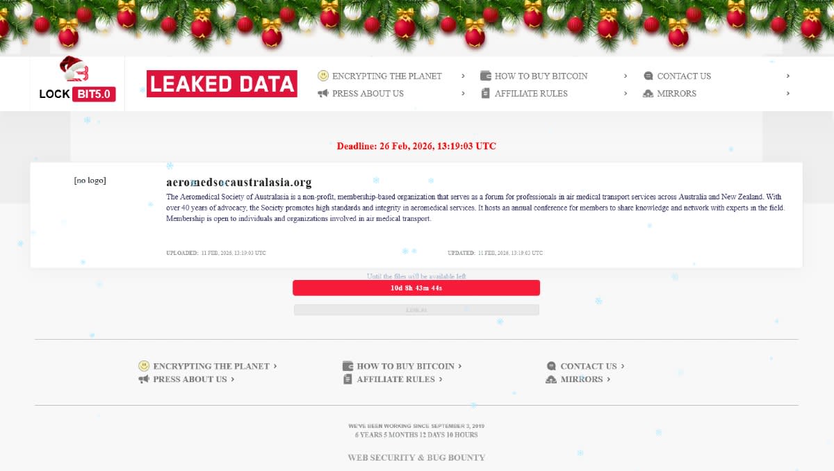 Lockbit cyber criminals target Aeromedical Society of Australasia