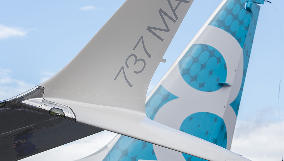 A file image of the Boeing 737 MAX tail and winglets. (Boeing)