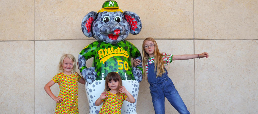 Where to find Oakland A's Stomper statues in Oakland