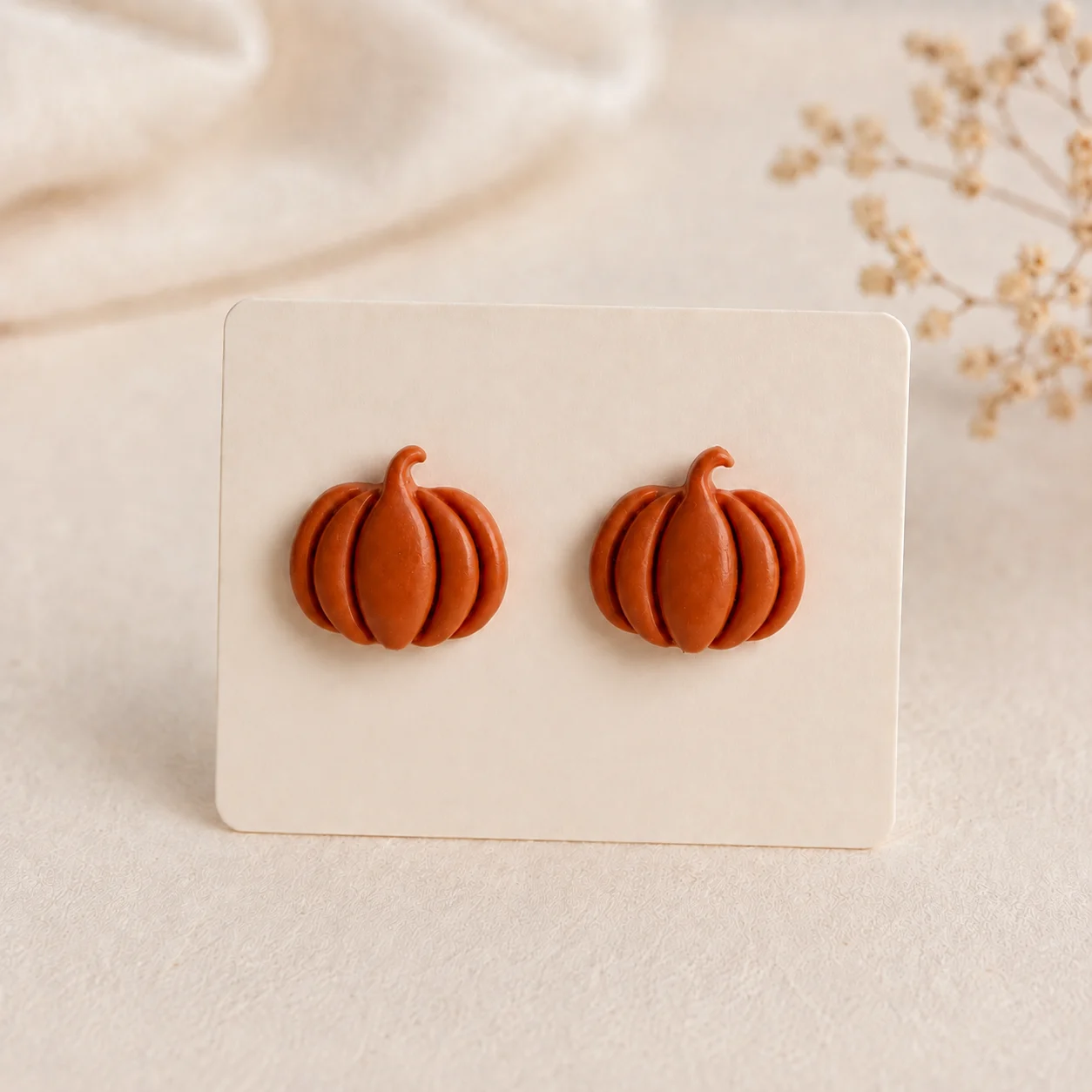 Halloween-Kürbis-Ohrstecker – Rund
