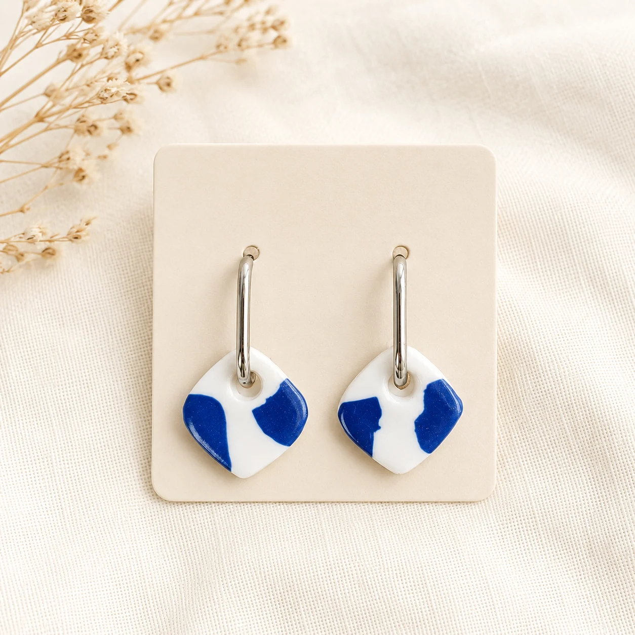 Erfrischendes Blau – Creolen 2-in-1 – Ohrringe