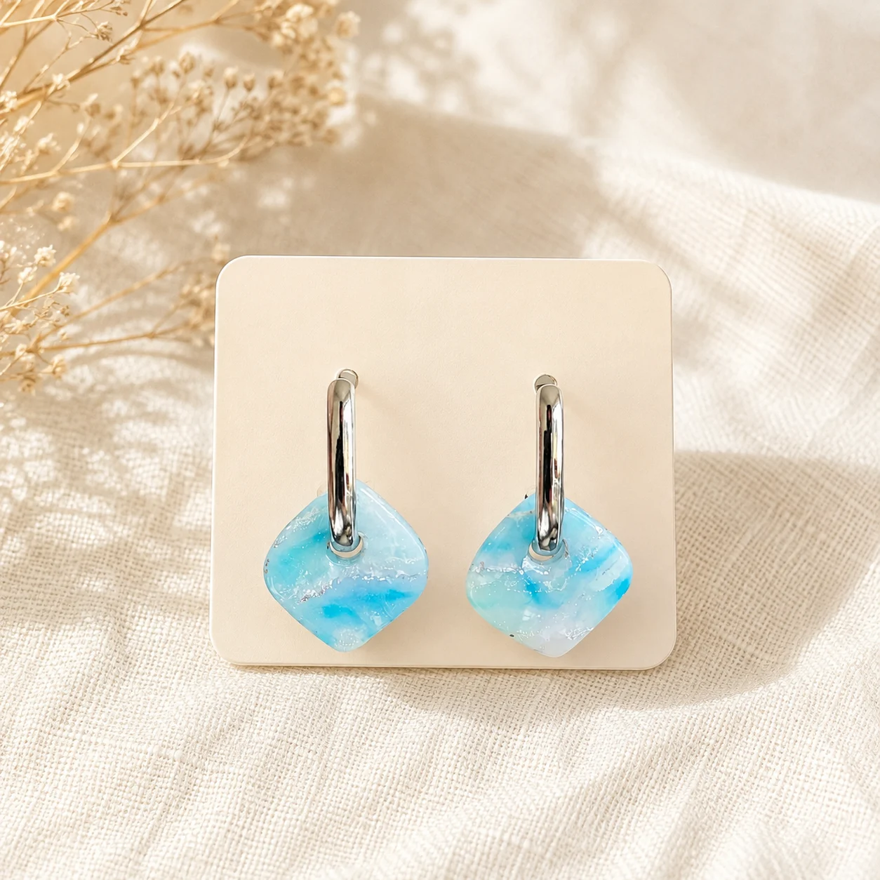 Marmor-Diamant – Blau 2-in-1 – Ohrringe