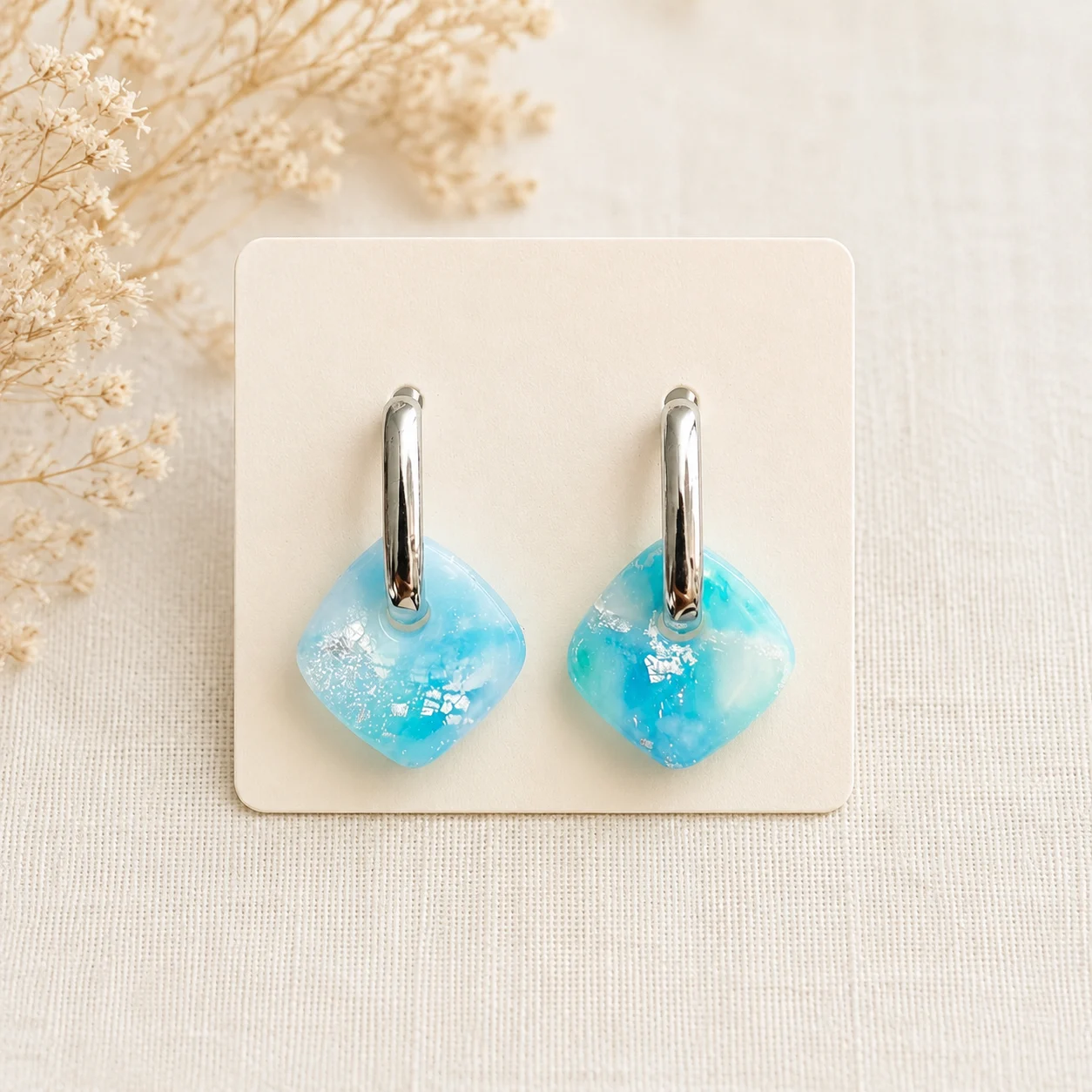 Marble Diamond2 – Blue 2-in-1 – Ohrringe