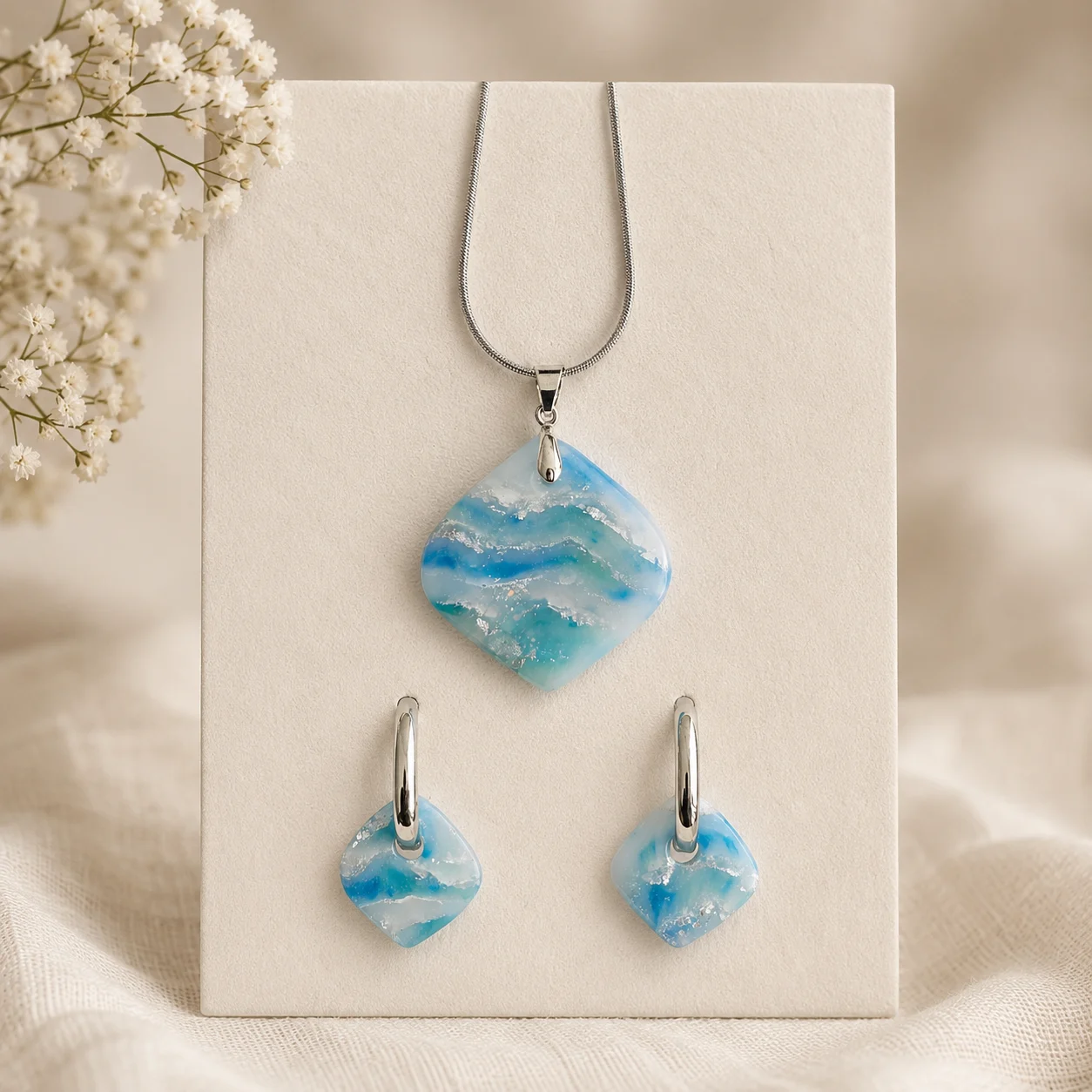 Blaue Wellen - Schmuckset
