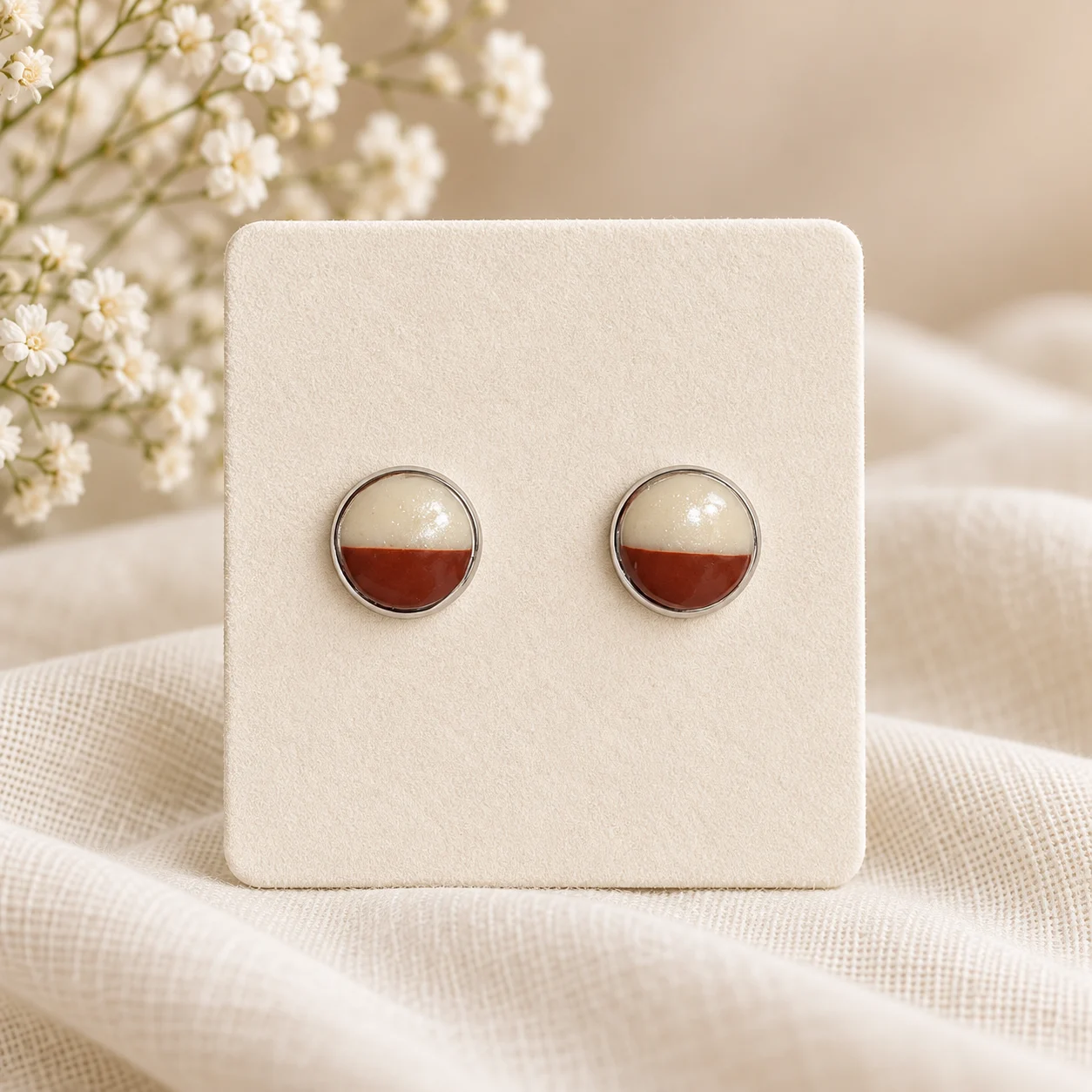 Zwei Nuancen – Braun & Creme – Ohrstecker