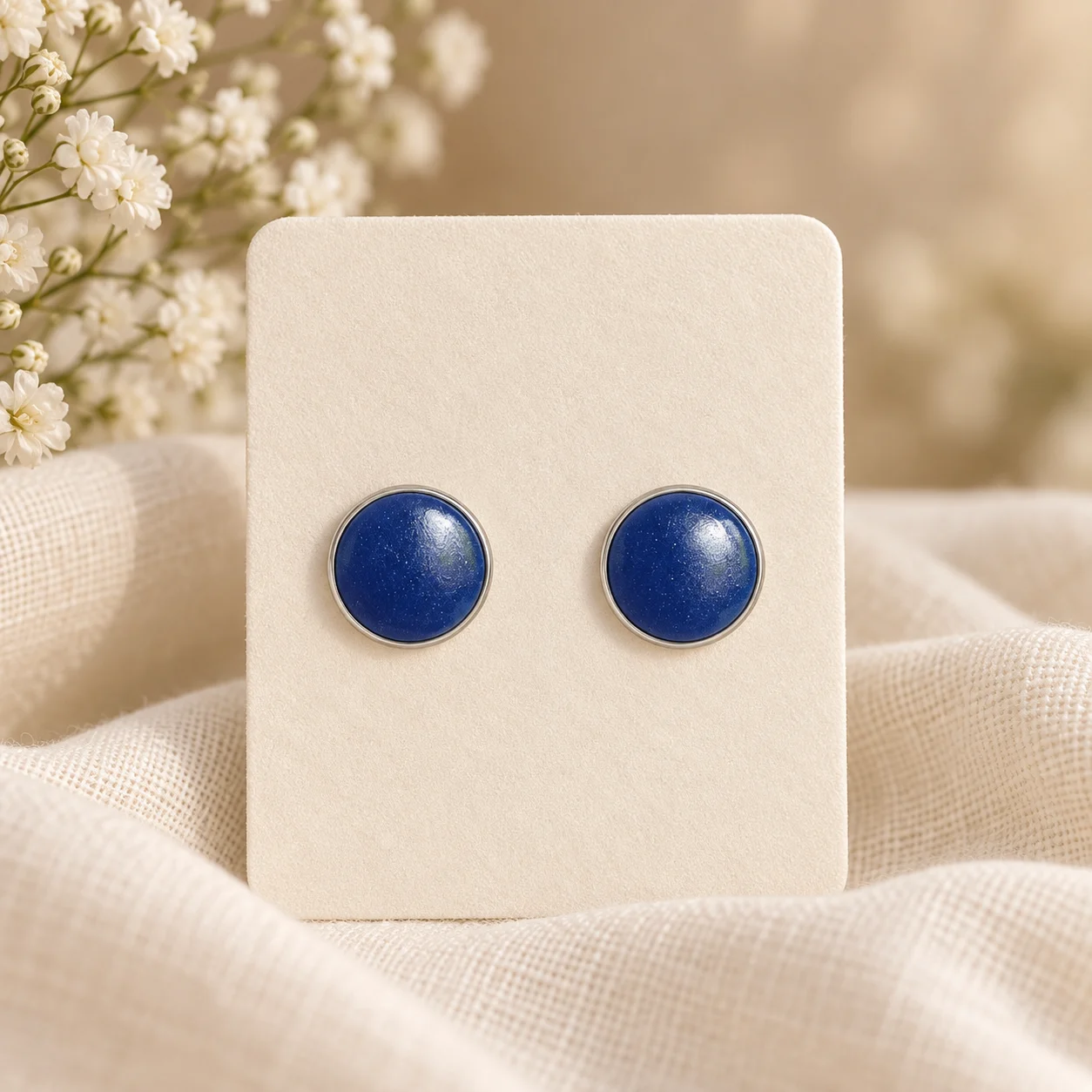Aura – Marineblau – Silber – Ohrstecker