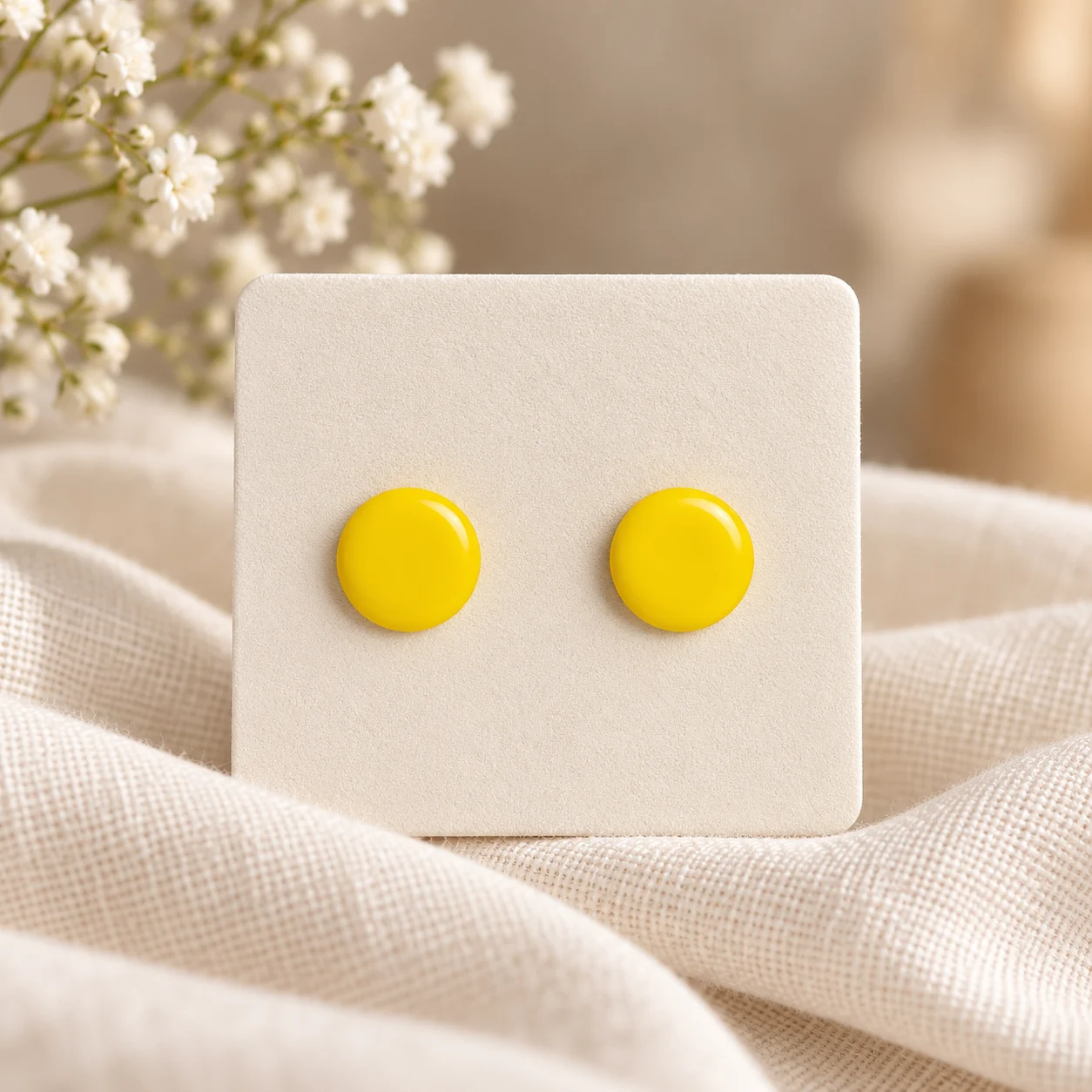 Easy Buttons- Gelb – Ohrstecker