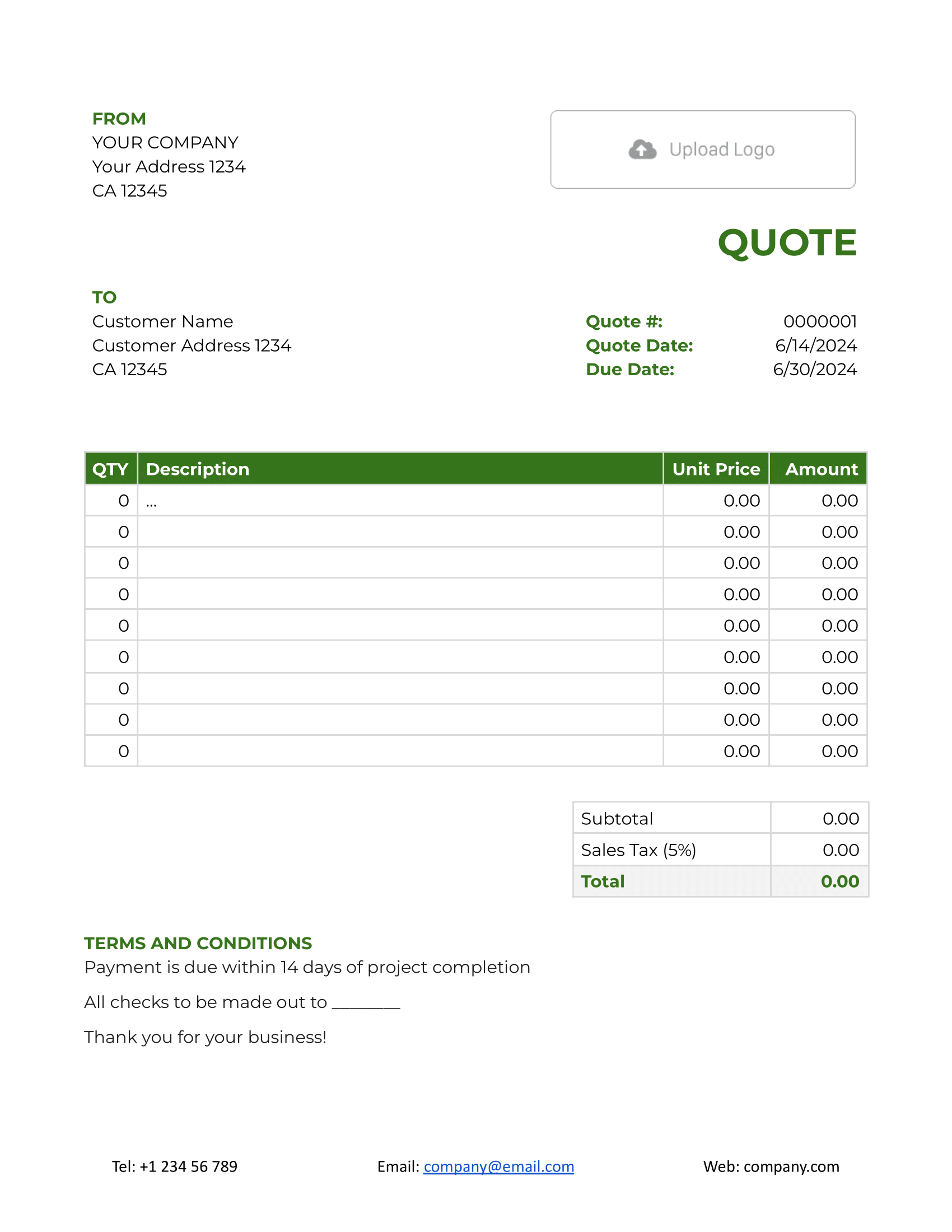 Smartsheet Quotation Template for Freelancers