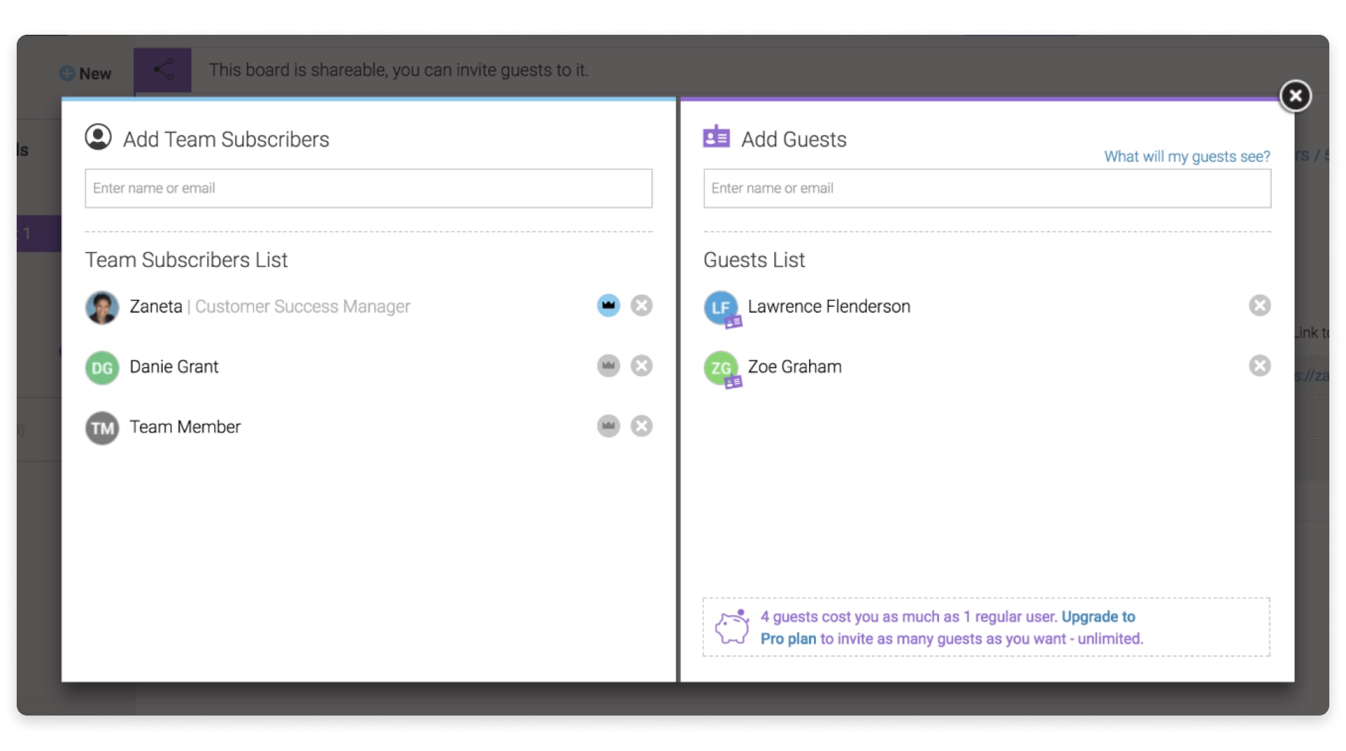 Screenshot of monday UI - followup message