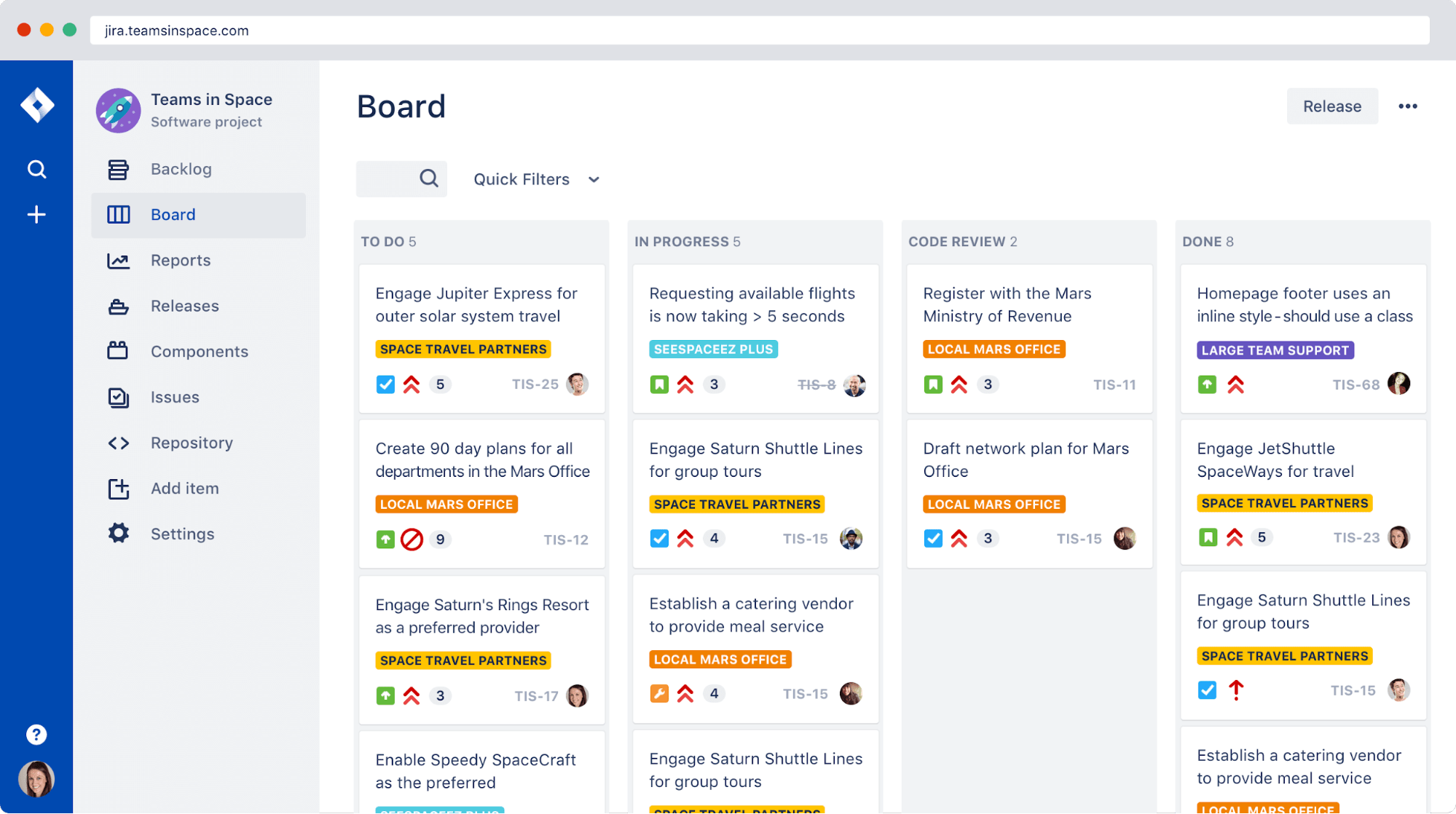 jira board view, from jira's website