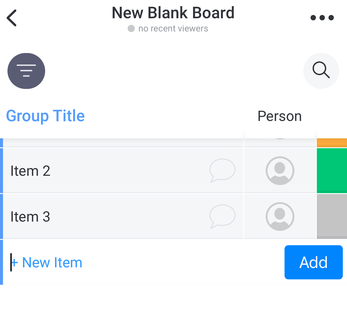 Add new tasks in monday.com's mobile app