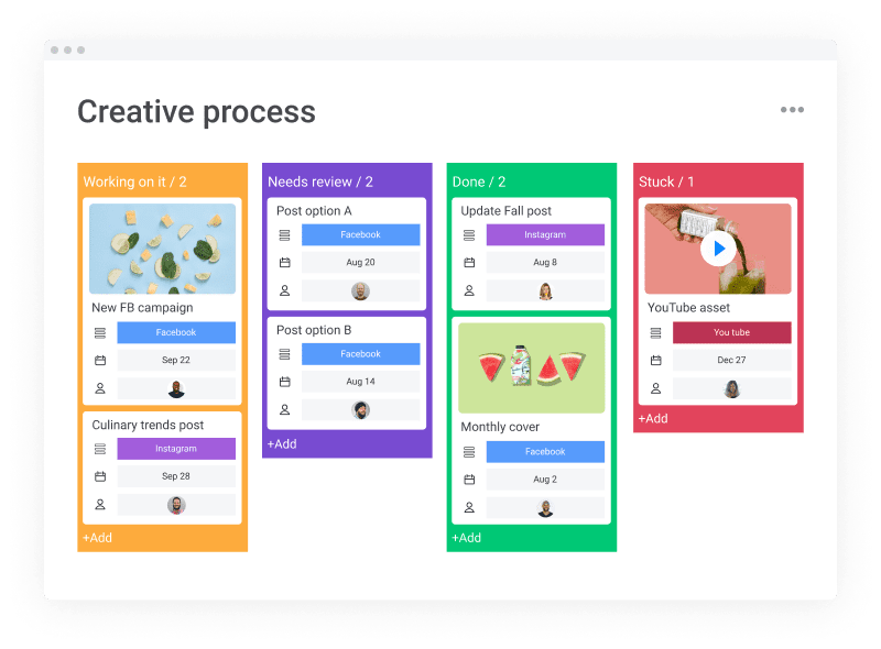 a kanban board on monday.com