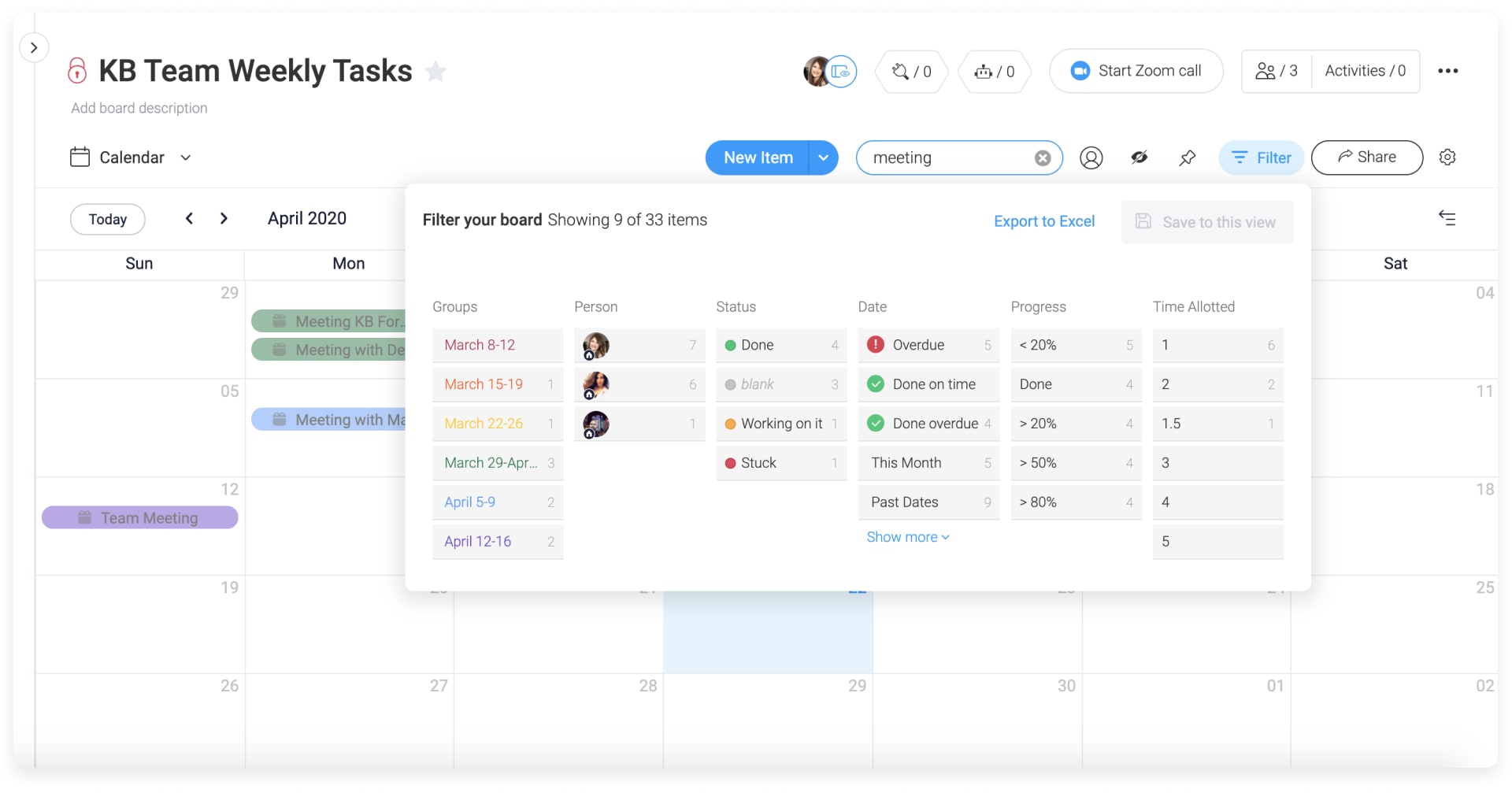 Screenshot of monday cloud storage integrations.