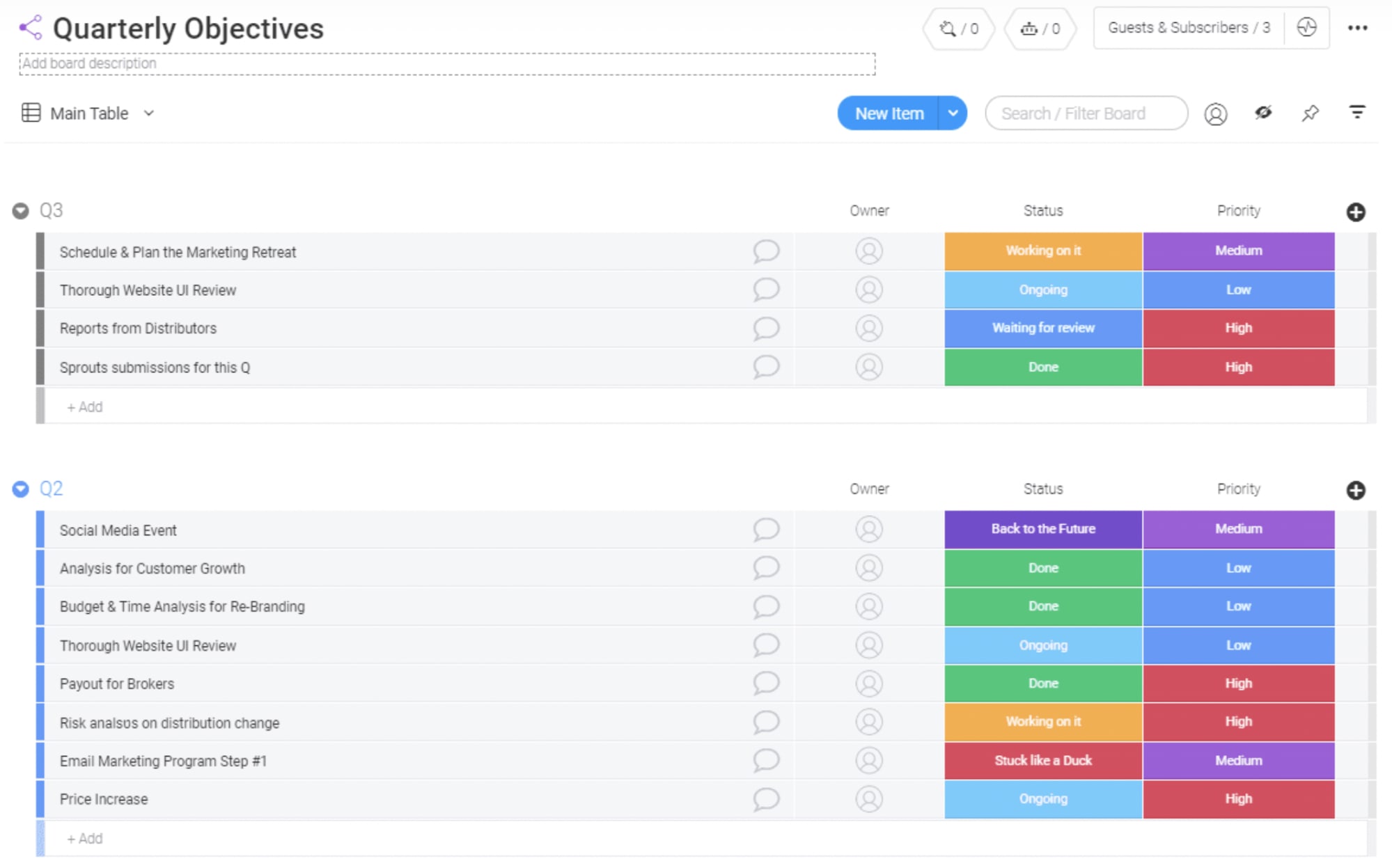 screenshot of goal setting in monday.com