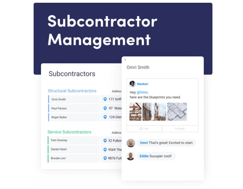 screenshot showing monday.com subcontractor management template