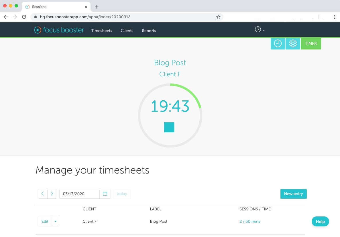 Web App Timer for Focus Booster