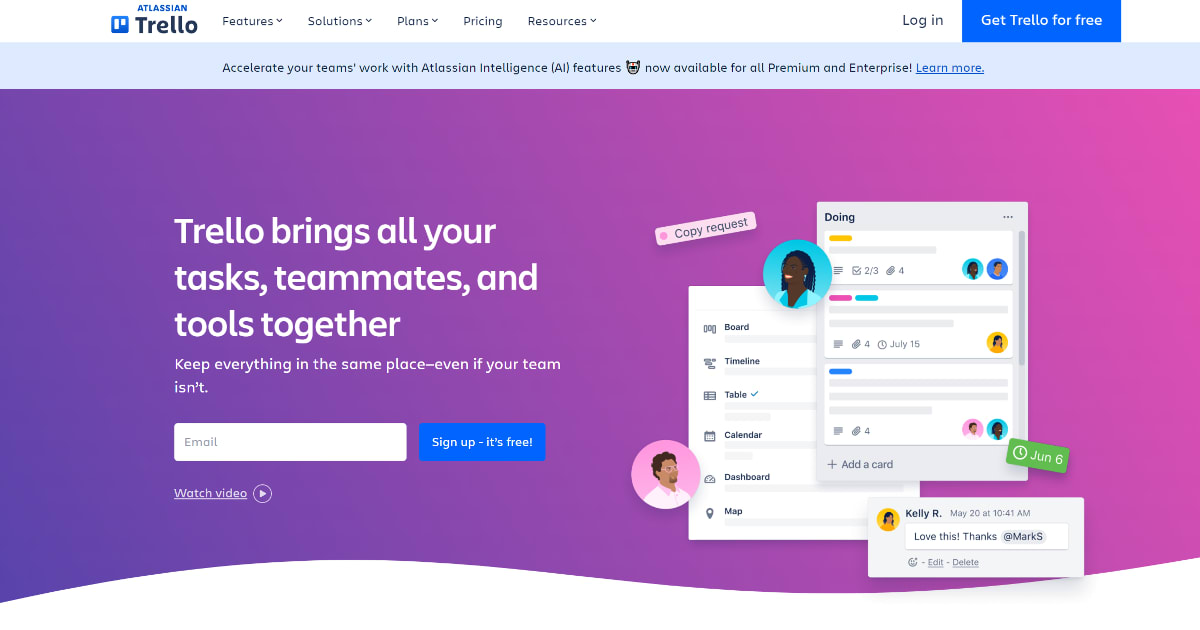 Trello homepage