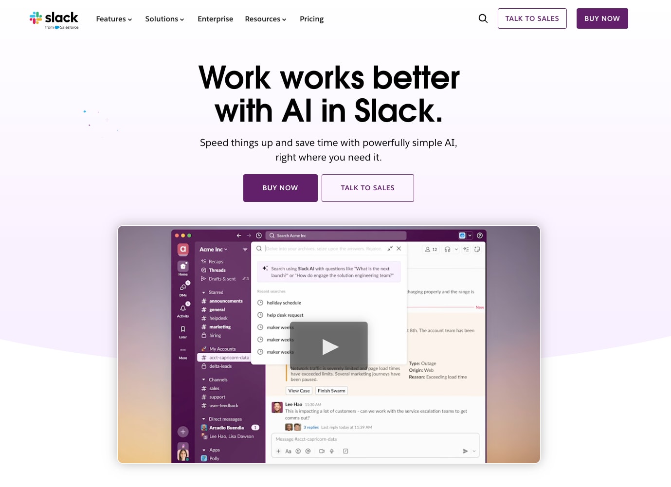 Slack homepage