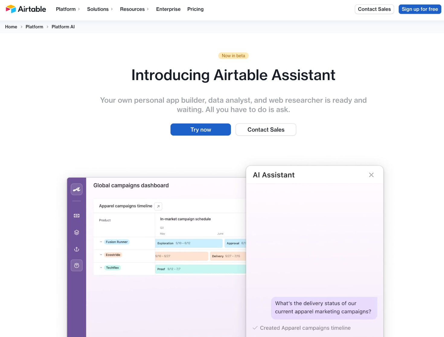 Airtable homepage