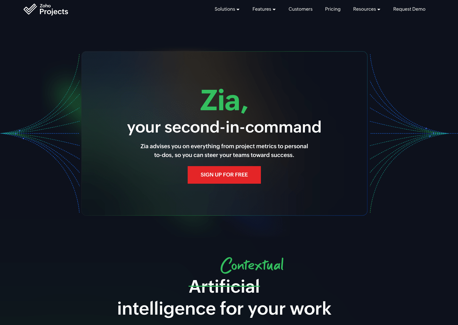 Zoho Projects AI homepage