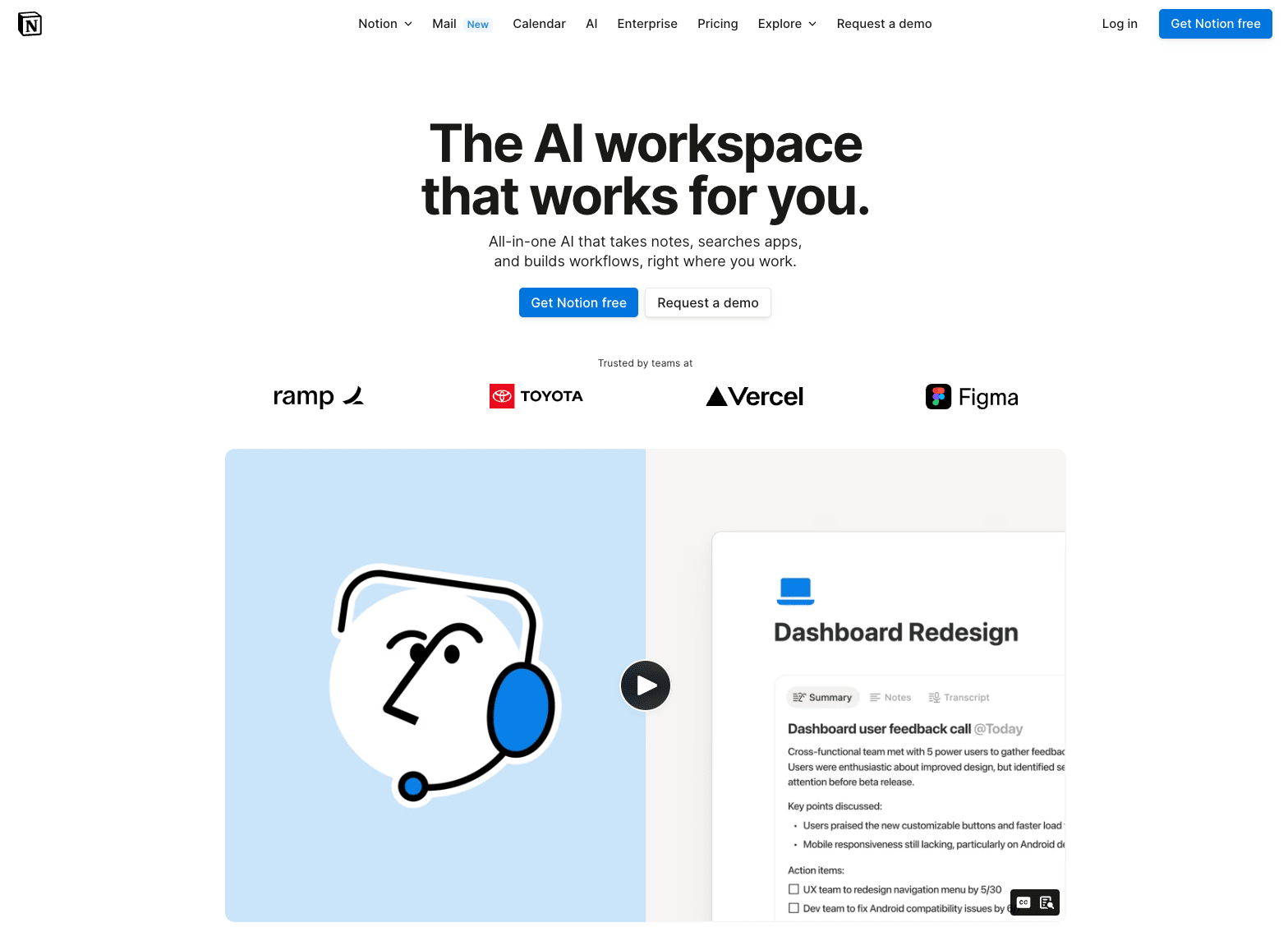 Notion homepage