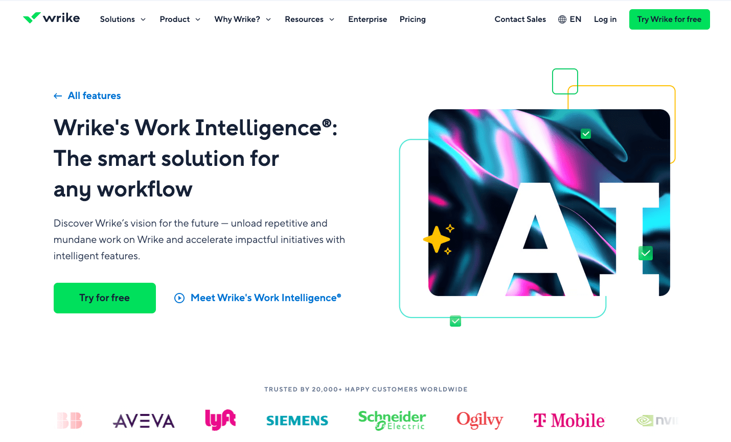 Wrike AI homepage