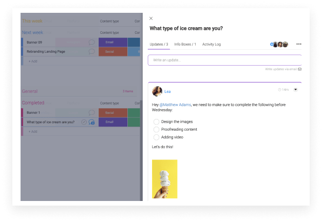 Communications in monday.com