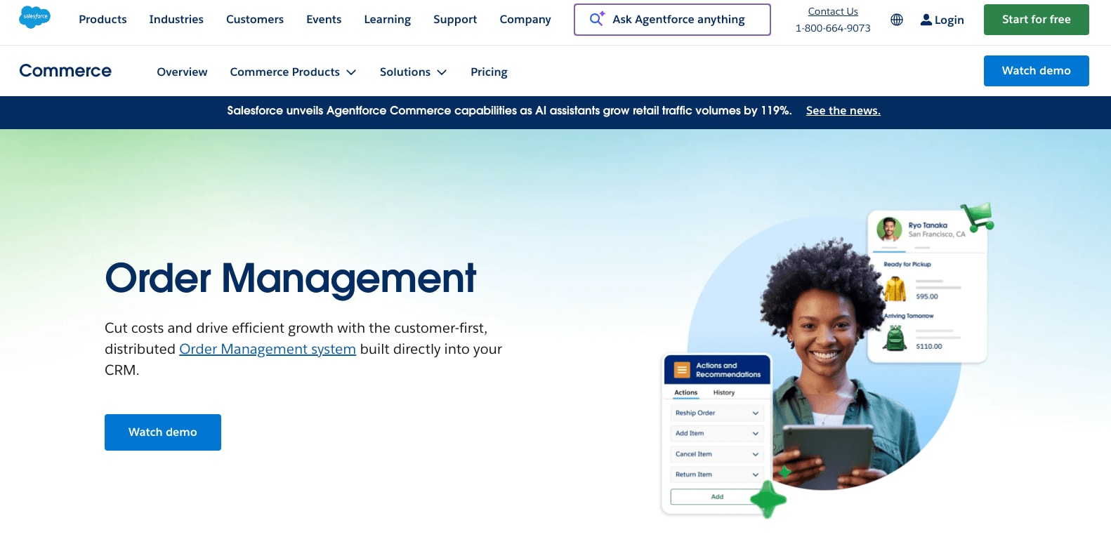 Salesforce Order Management homepage