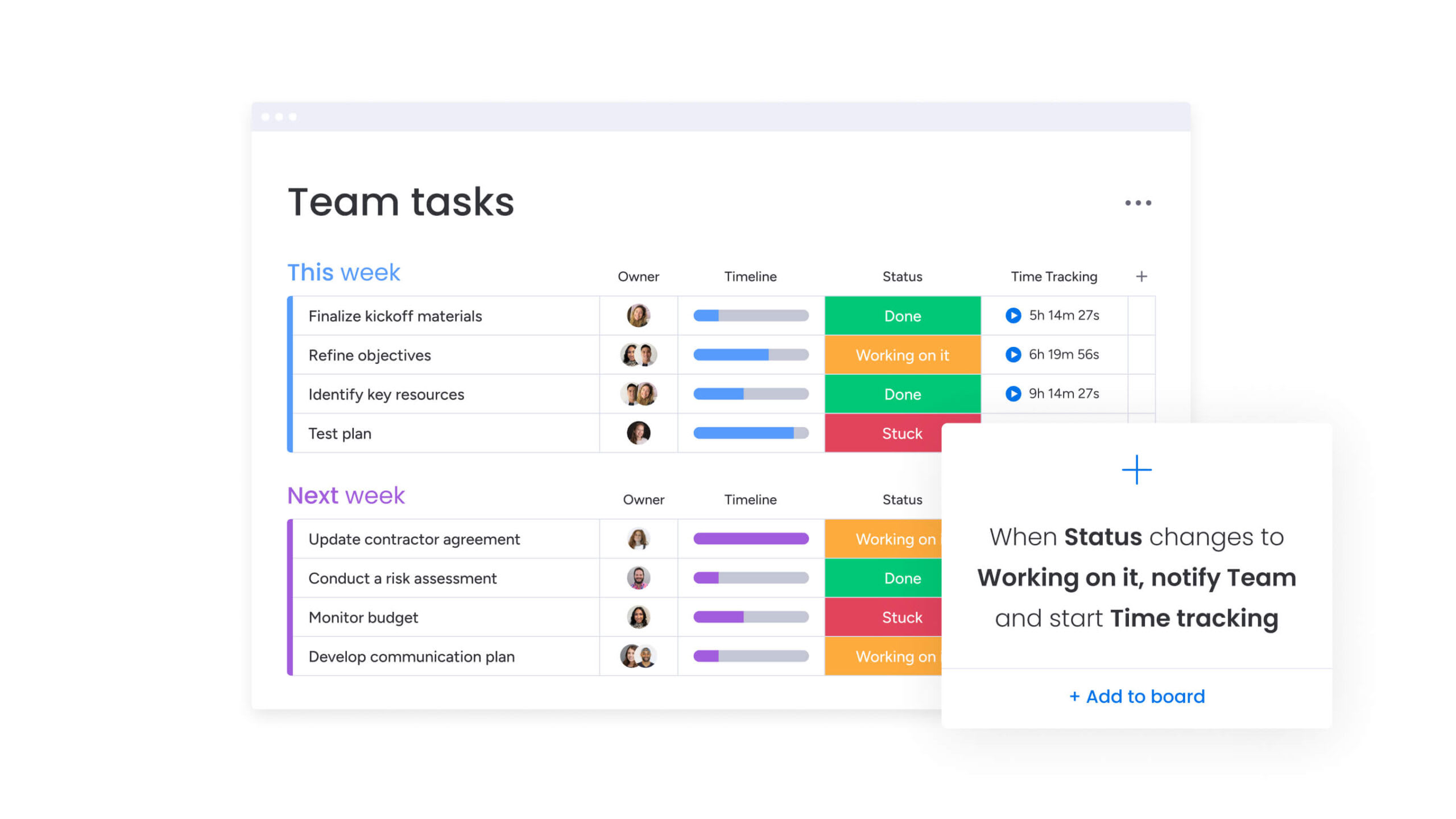 team tasks board automation
