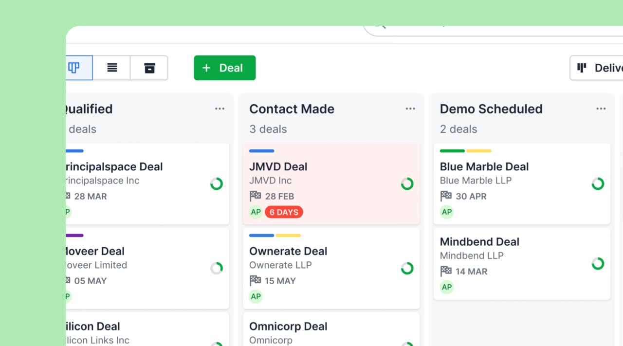 A screenshot showing Pipedrive CRM for startups.