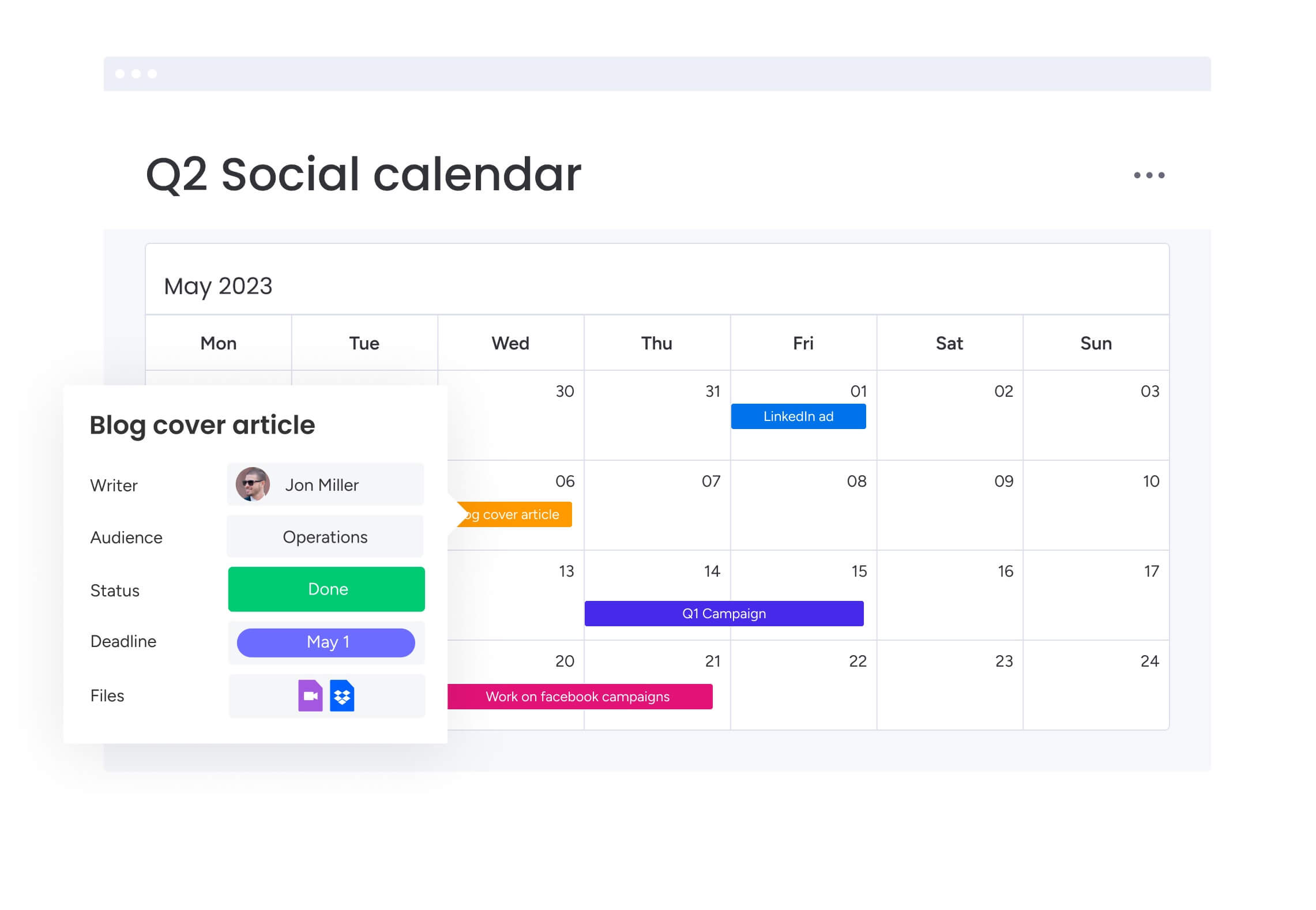 content calendar monday.com template