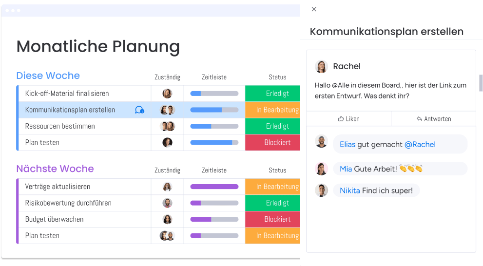 Monatliche Planung