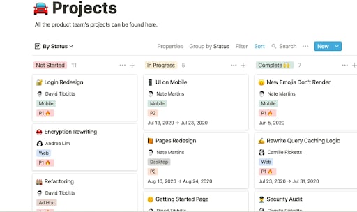 notion projects