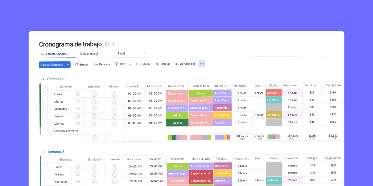 Plantilla de horario semanal para editar  Blog