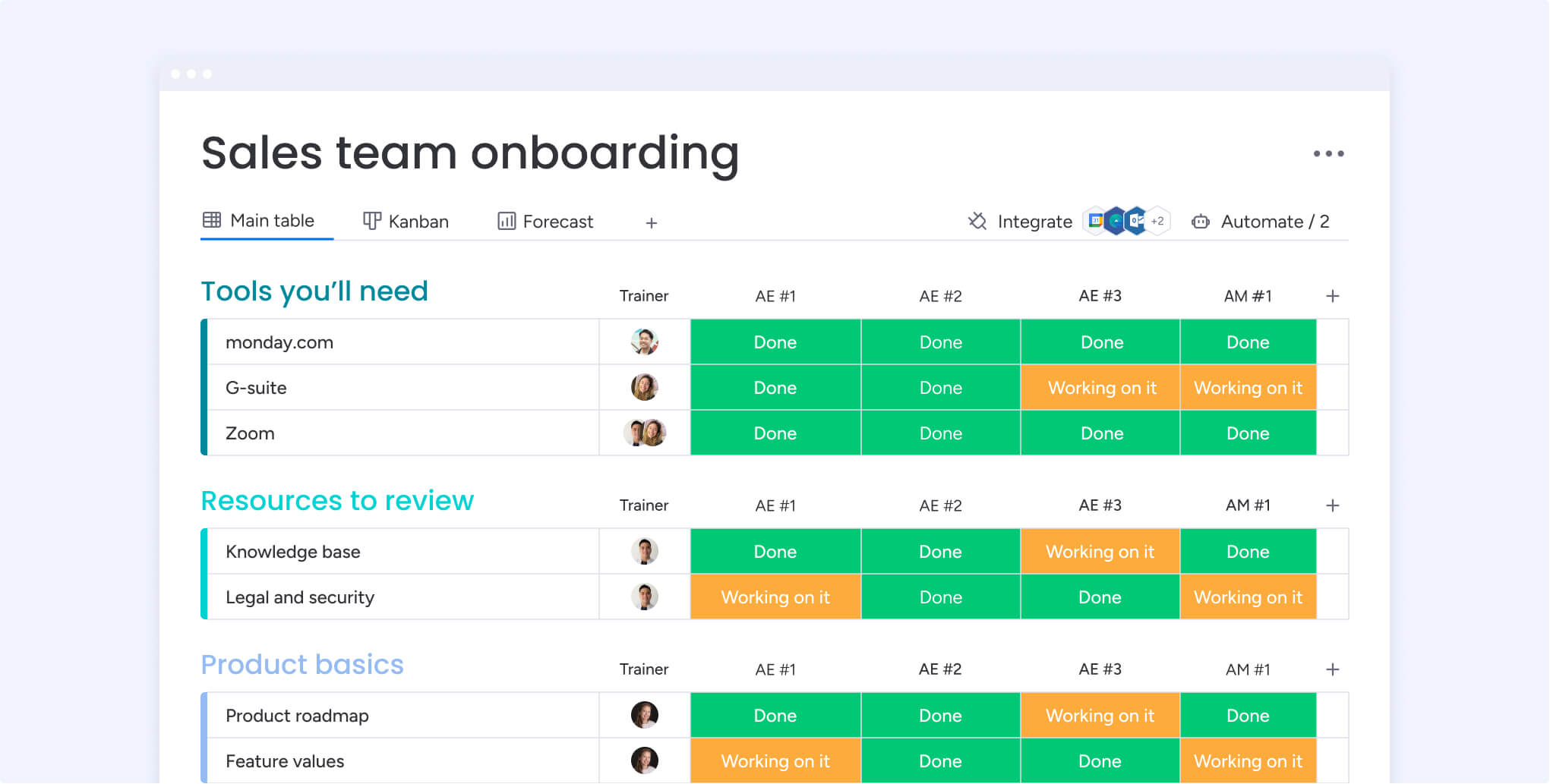 monday crm onboarding board