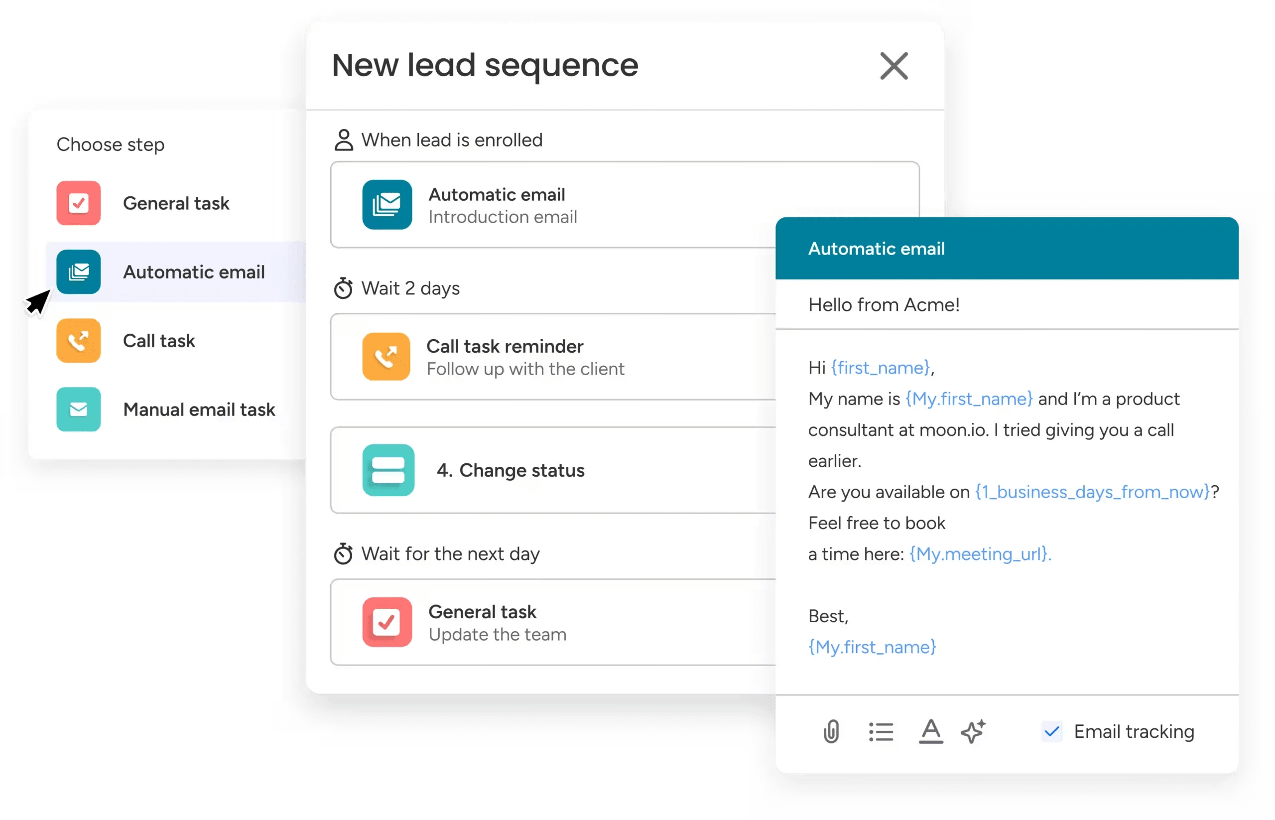 Sequence CRM automation feature in monday CRM powered by AI