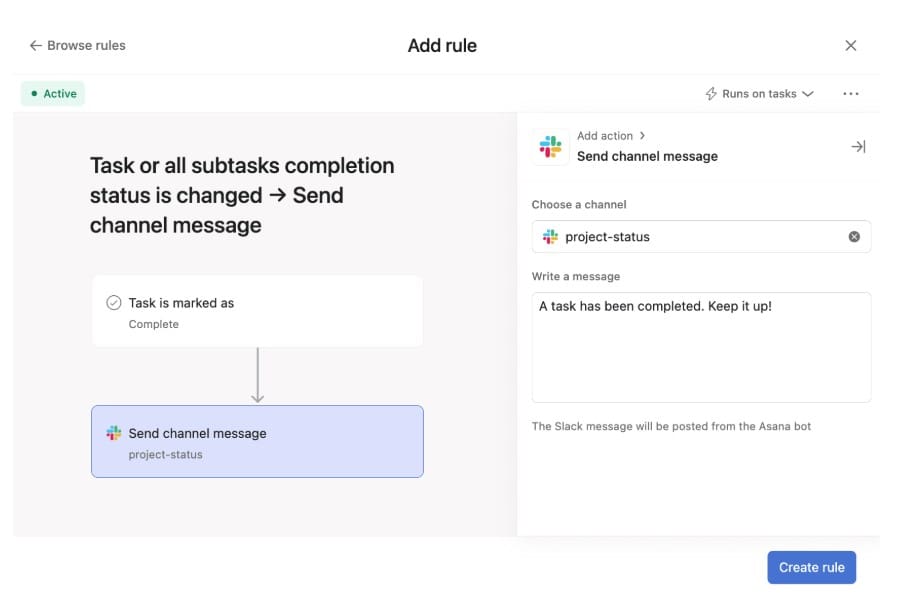 Automações da Asana