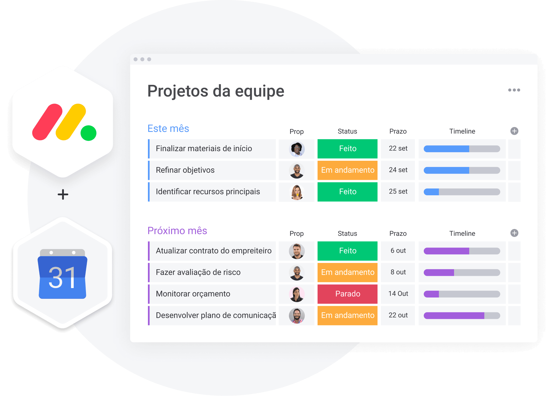 Integração de calendário