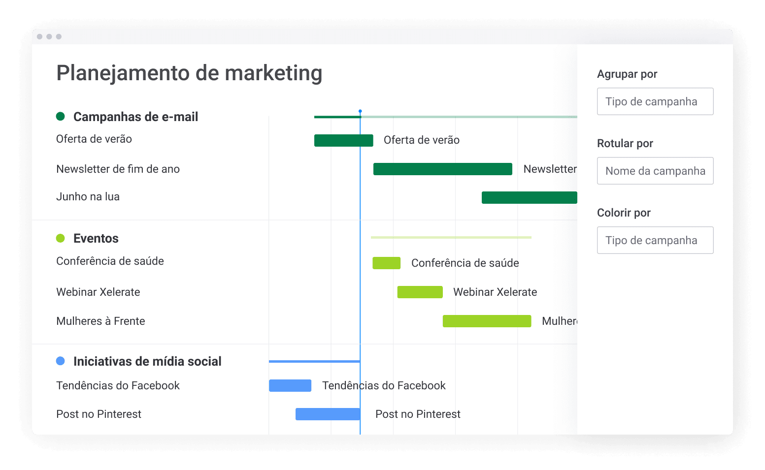 Gantt de planejamento de marketing