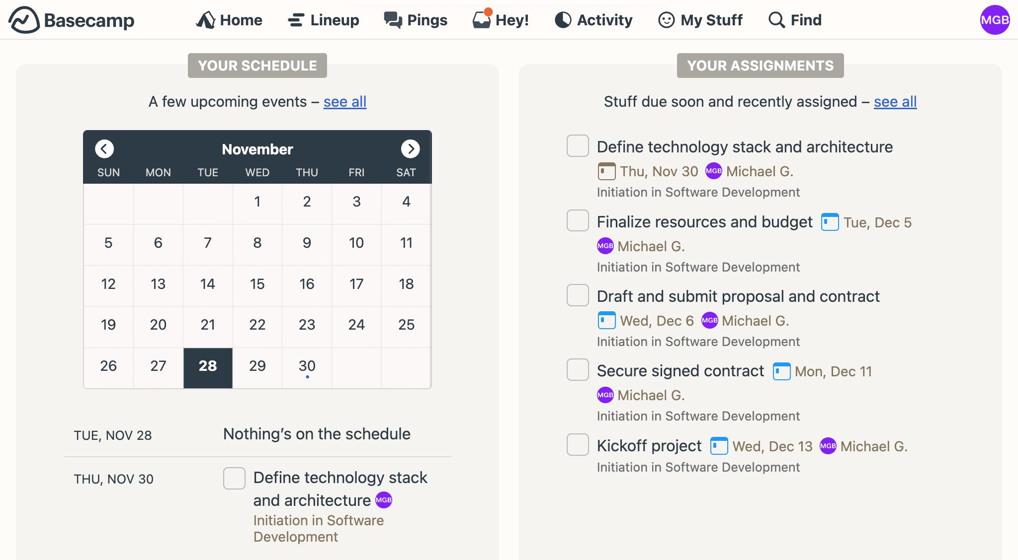 This Basecamp board is an example of a Jira alternative.