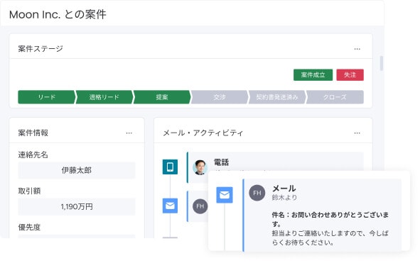 monday.com CRM リード管理画面