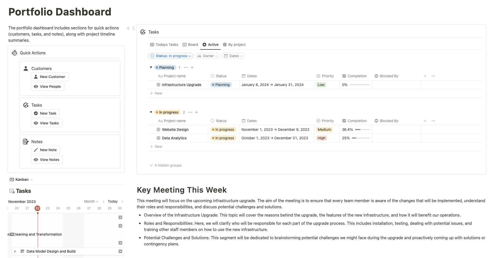 An example of a Notion board in a comparison guide between Notion vs. Trello