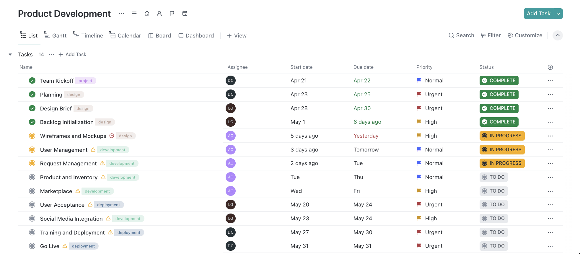 ClickUp enables development teams to tailor workflows precisely and track issues in one place.