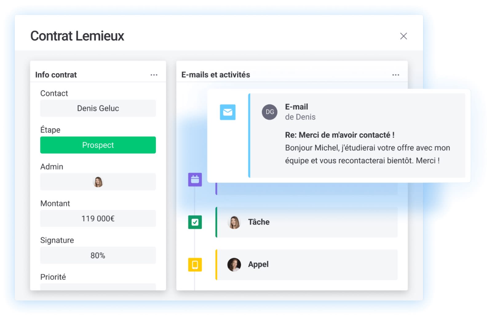 Enregistrez et suivez toutes les activités de votre clientèle sur un tableau de bord unique et centralisé avec monday CRM