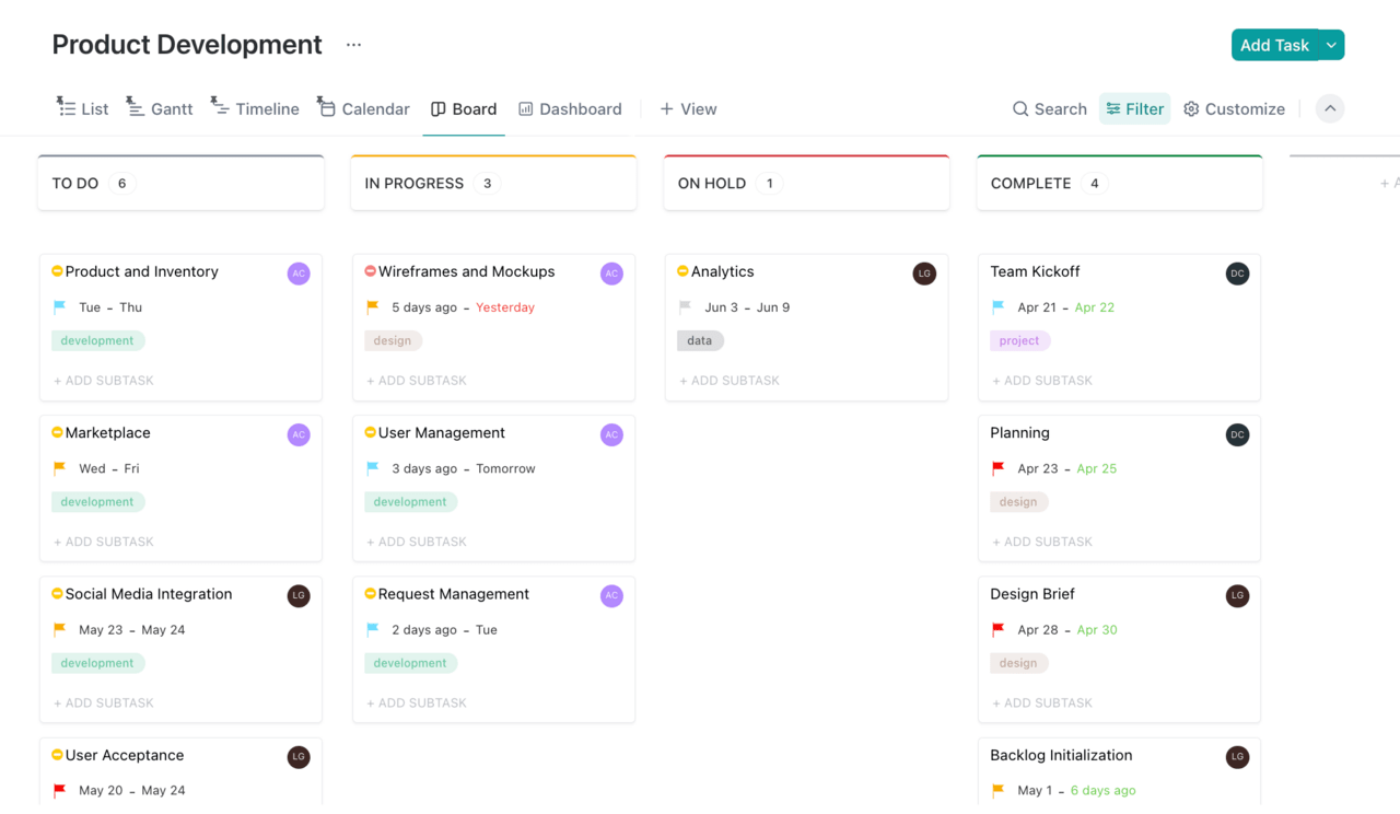 clickup dashboard